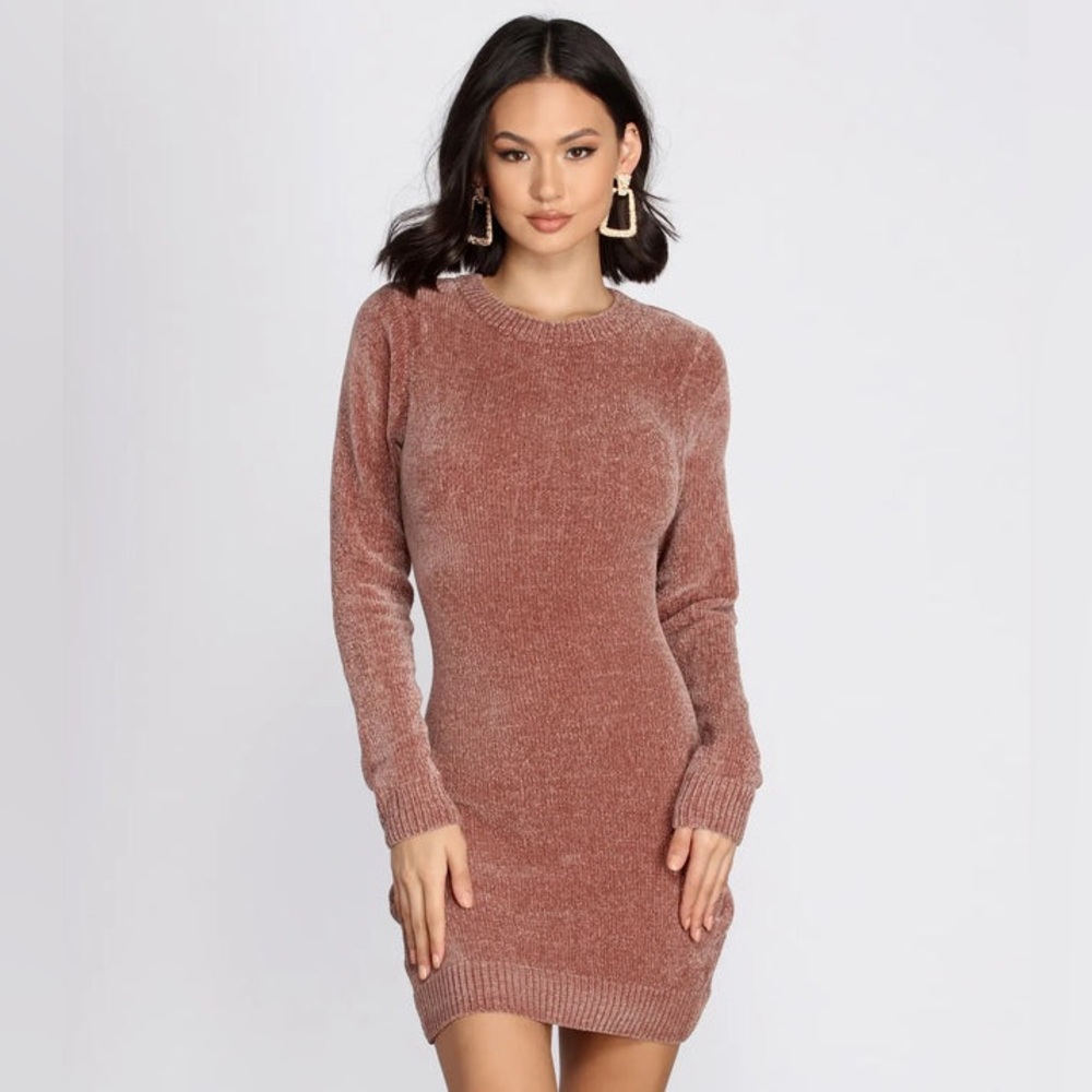 Chenille Mini Sweater Dress